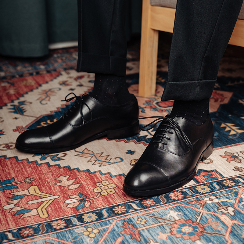 British Style Handmade Three-Stitch Leather Shoes for Men, Business Formal Wear, Comfortable and Breathable Groom's Wedding Shoes, Men's Genuine Leather Oxford Shoes