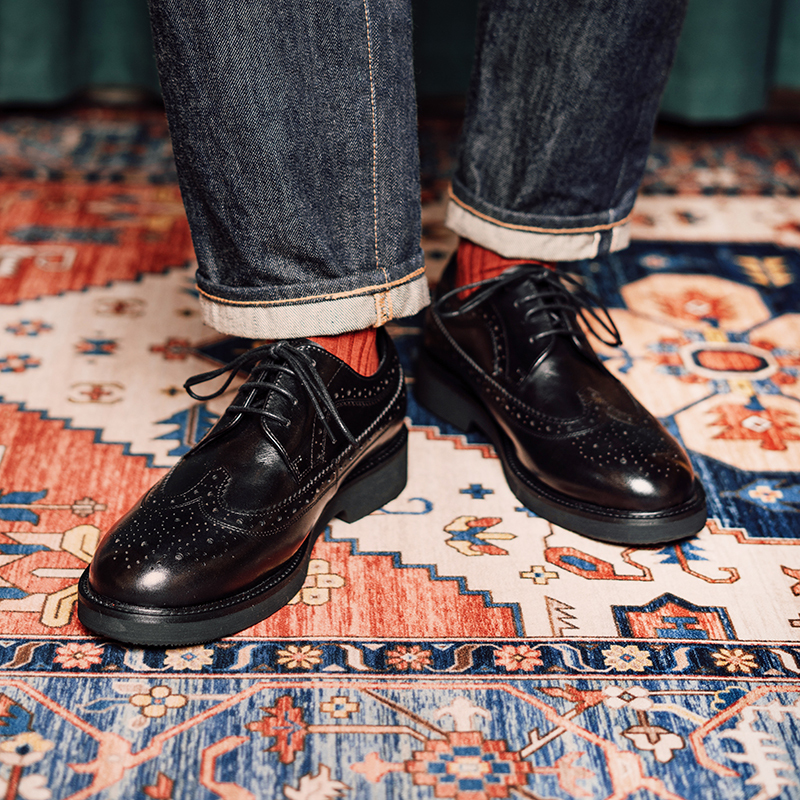 Brogue Carved Leather Shoes for Men, Groom's Wedding Shoes, British Style, Groomsmen's Versatile Men's Business Formal Derby Shoes