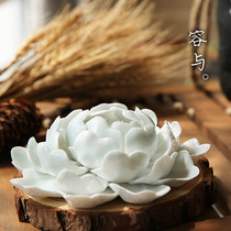 Incense Burner Tabletop Pendulum piece Home Ornament Jingdezhen Ceramic Flower shooting props Incense Paper Town Tea Play Accessories Yong