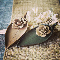Pure hand for coarse pottery clay fragrant inserts Xuan leaf original handmade ceramic fragrant seat retro art small swing piece line incense stick