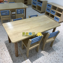 Boutique Kindergarten White Wax Wood Childrens Desks Early Education Center Six Square Table Childrens Game Painting Study Table