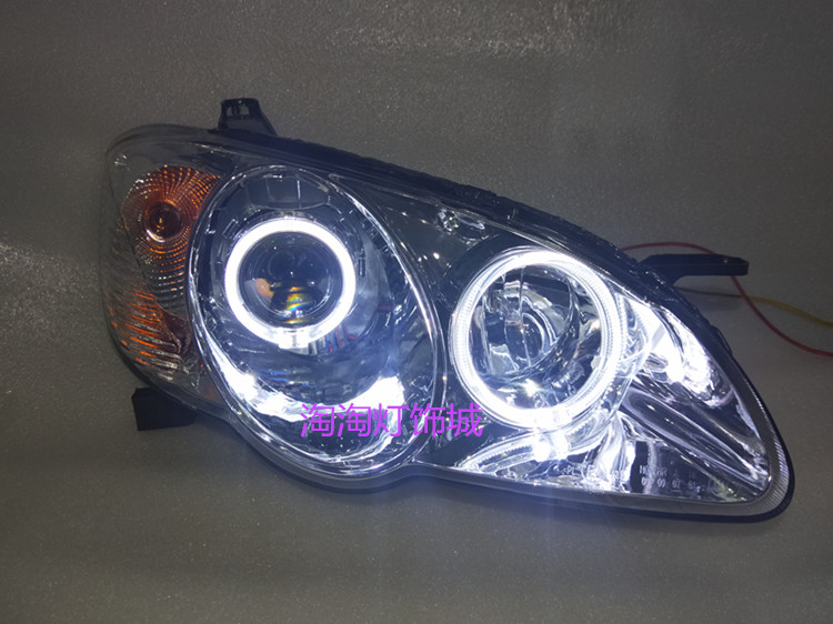 Suitable for BYD F3 headlight assembly modified double-light lens xenon lamp angel devil eye LED daytime running lights
