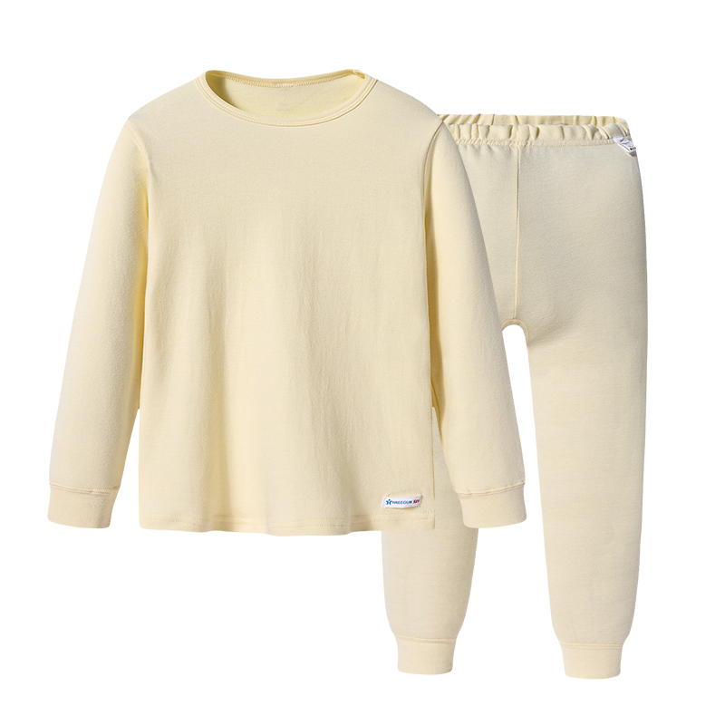 đồ lót Ba-gun mỏng cổ tròn childrens mềm bông cô gái vòng cổ dài sleevewarm bộ đồ lót cô gái da-da.