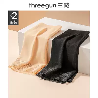 2-pack] Three-gun underwear women's lace no trace, anti-light, no size mid-waist flat-angle safety pants