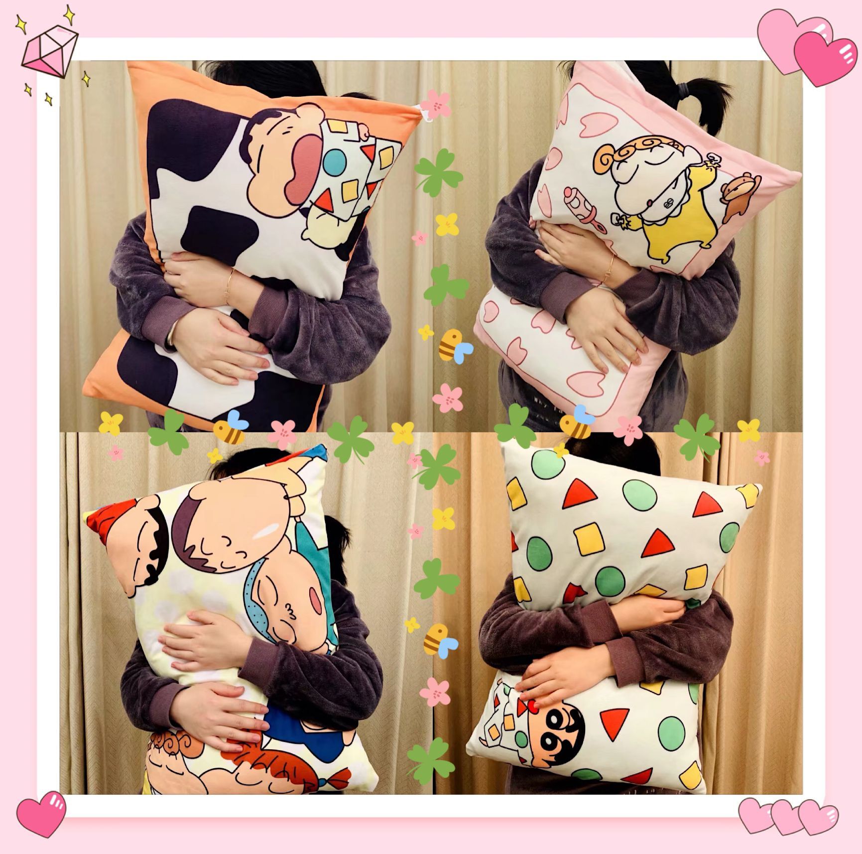 Cute cartoon anime girl heart double-sided pillowcase pillow student dormitory single pillowcase with pillow core