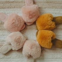 Autumn and winter cute plush lady shoes home indoor floor can wear wool cotton slippers