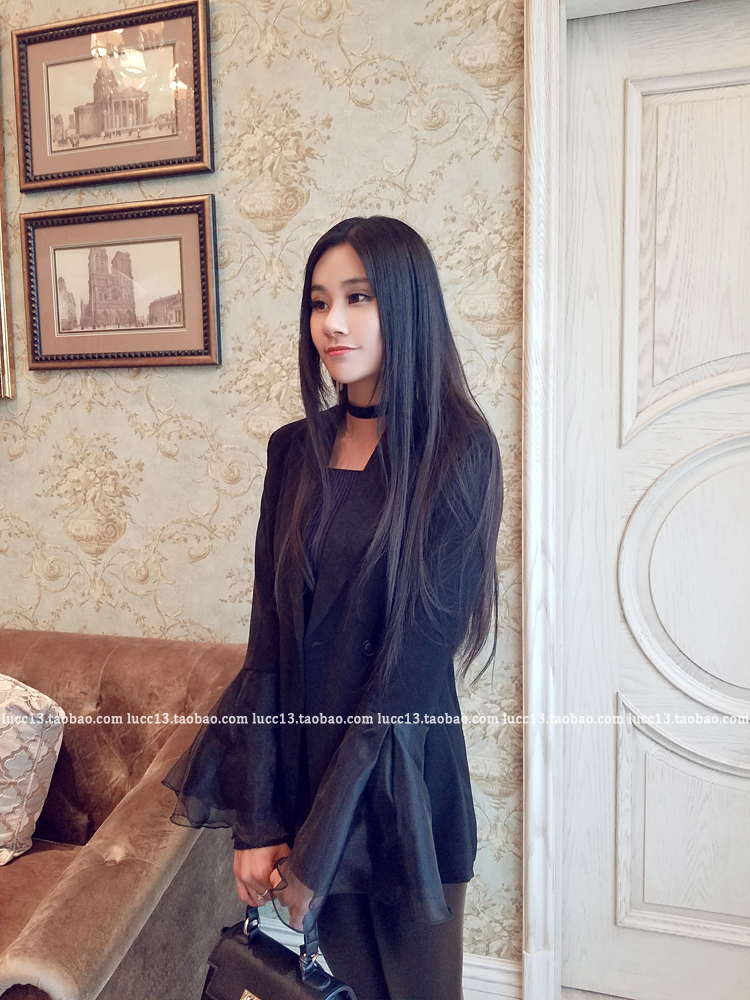 Xuân 2018 phiên bản Hàn Quốc của áo dài organza mới trong đoạn dài giản dị phù hợp với khí chất hoang dã nhỏ phù hợp với áo khoác nữ shop quần áo nữ