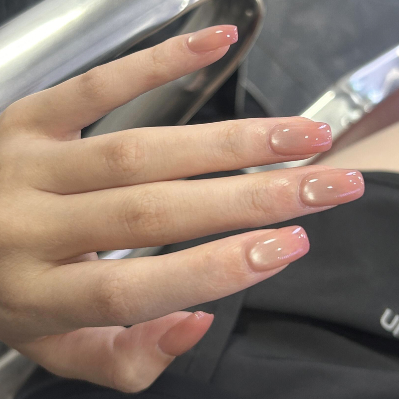 Purely Handmade Pink Gradient Manicure Wearable Nails Cat Eye Short Nail Patches 2026 New Summer High-End Style