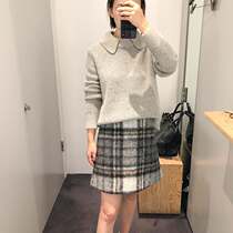 Spot COS Plaid A word all-match wool skirt 21 autumn and winter new woolen gray plaid skirt