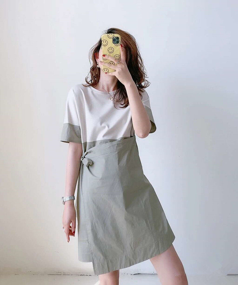 U.S. spot COS wrapped color matching tie dress CONTRAST WRAP DRESS 0890876002