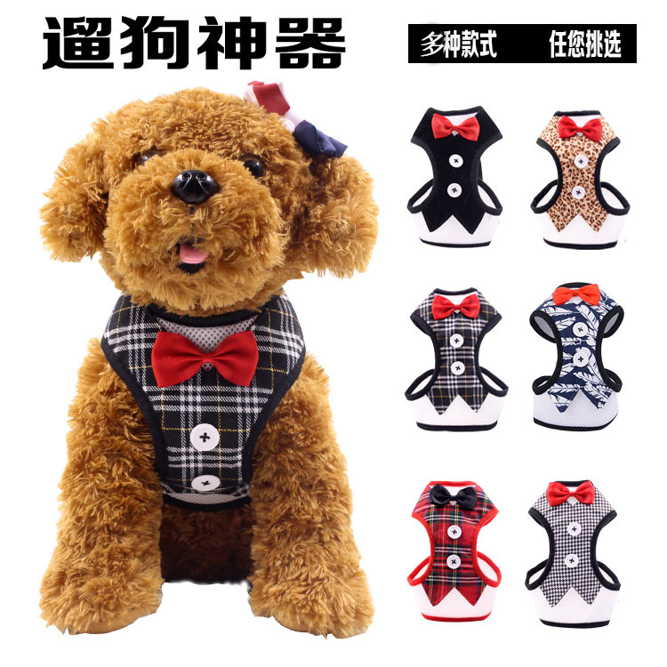 Small Dog Late dress Chest Back Clothing Plus Traction Rope Breathable Mesh butterfly knot Pet Breast bag Supply