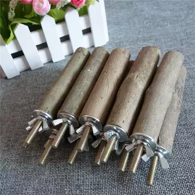 Natural wood with leather grinding claw stick BIRD cage stand lever BIRD TOY BIRD pedal PARROT wood with leather stand lever