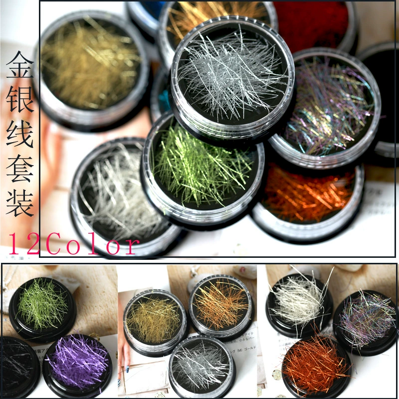 Phụ kiện nghệ thuật làm móng Hàn Quốc Bộ chỉ kim loại Làm móng tay Chỉ tơ lụa Dụng cụ làm móng Trang sức Kim loại Chỉ Hàn Quốc - Công cụ Nail