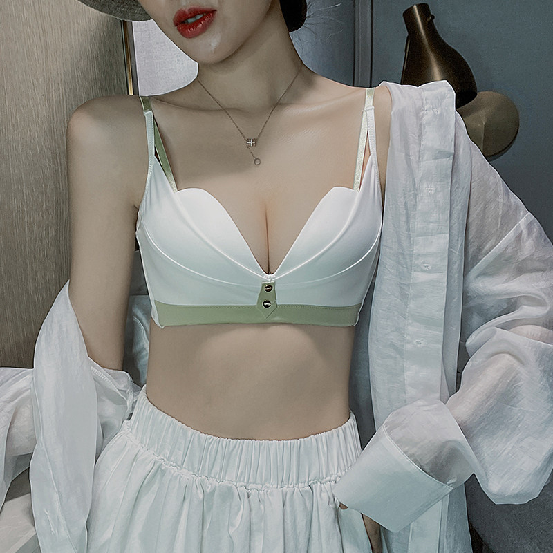 Findanneon Summer white lingerie women's small breasts flat chest special Polynea bra No steel ring on the anti-sagging bra
