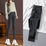 Джинсы, осенние демисезонные штаны, карандаш, высокая талия, коллекция 2022, в обтяжку