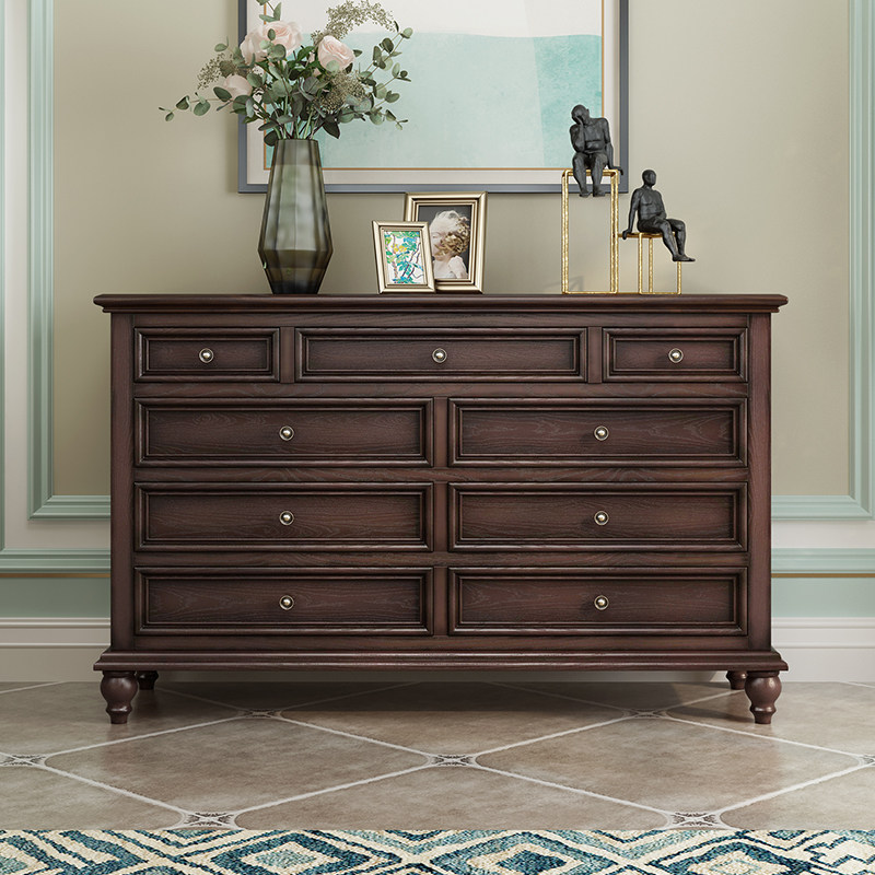 American country all solid wood nine-drawer chest bedroom wall seven-drawer chest drawer storage storage cabinet porch cabinet drawer