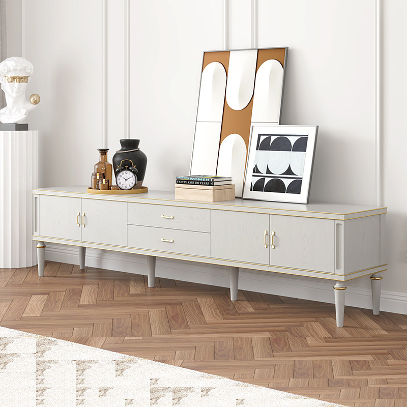 American light luxury full solid wood TV cabinet coffee table combination modern minimalist small apartment home floor cabinet living room storage cabinet