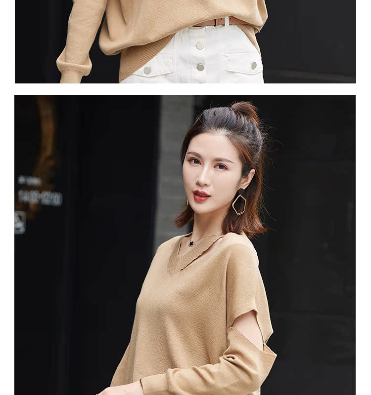 Áo len cổ chữ V màu trơn cho nữ - Áo len cổ chữ V áo len