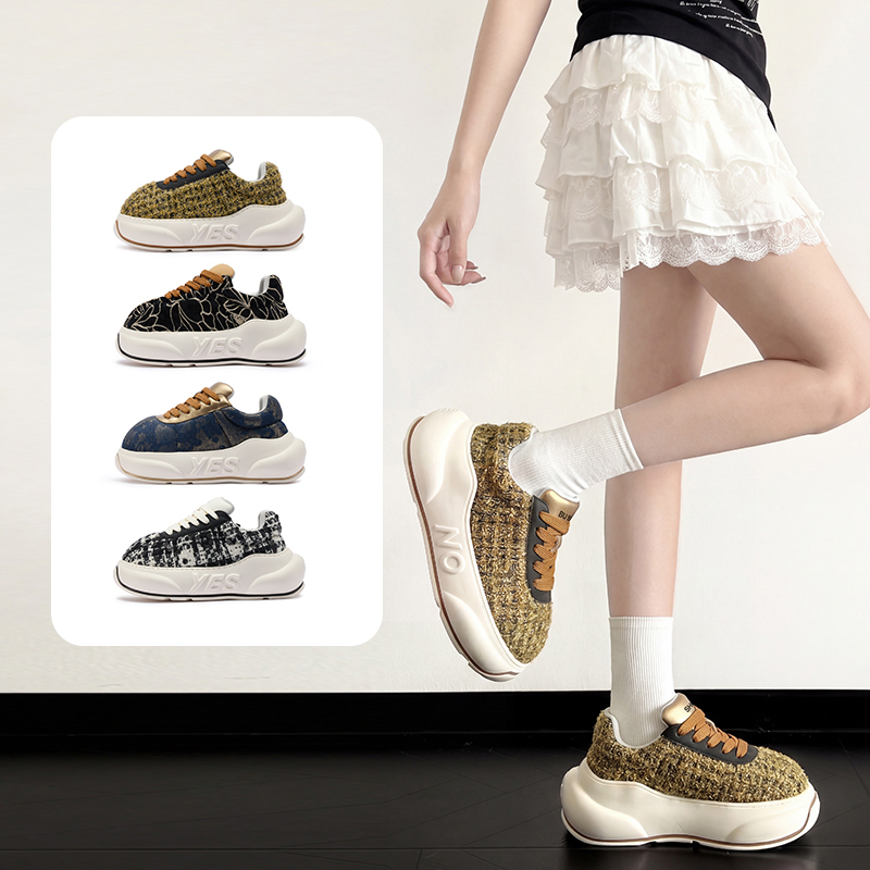 Original Brand Black and Gold Sneakers with Tags, Celebrity Style, Retro Casual Sports Shoes, Height-Increasing Trendy Versatile Running Shoes