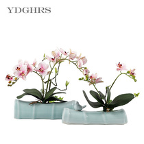 New Chinese Creative Ceramics Bamboo Festival Vase Swing in Living Room Flower Arrangement Emulation Flower Soft Decorations Hotel Clubhouse Furnishing