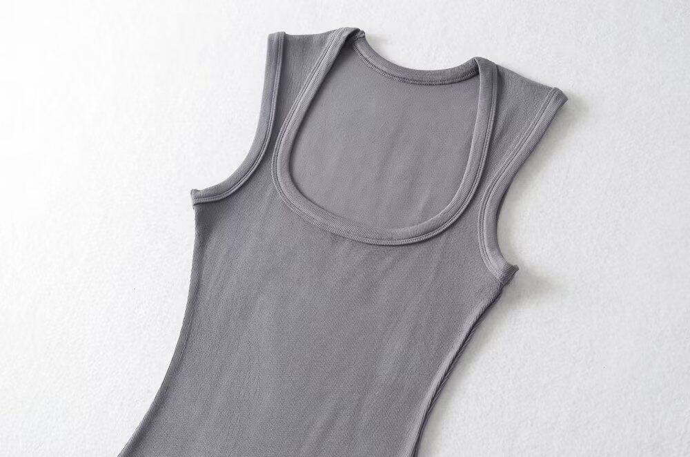 Боди/брюки 西西里美国修身纯色肩梯形领背心连身裤女士时尚适合拉伸底上衣