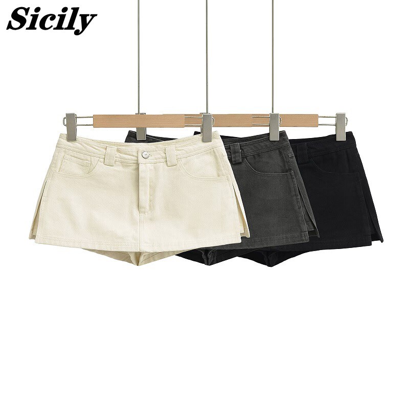 Sicilian Style Split Hem Washed Denim Short Skirt Pants for Women, European and American Style, Hot Girl Low-Waist Ultra-Short Skirt Shorts Sicilian Style Split Hem Washed Denim Short Skirt Pants for Women, European and American Style, Hot Girl Low-Waist Ultra-Short Skirt Shorts