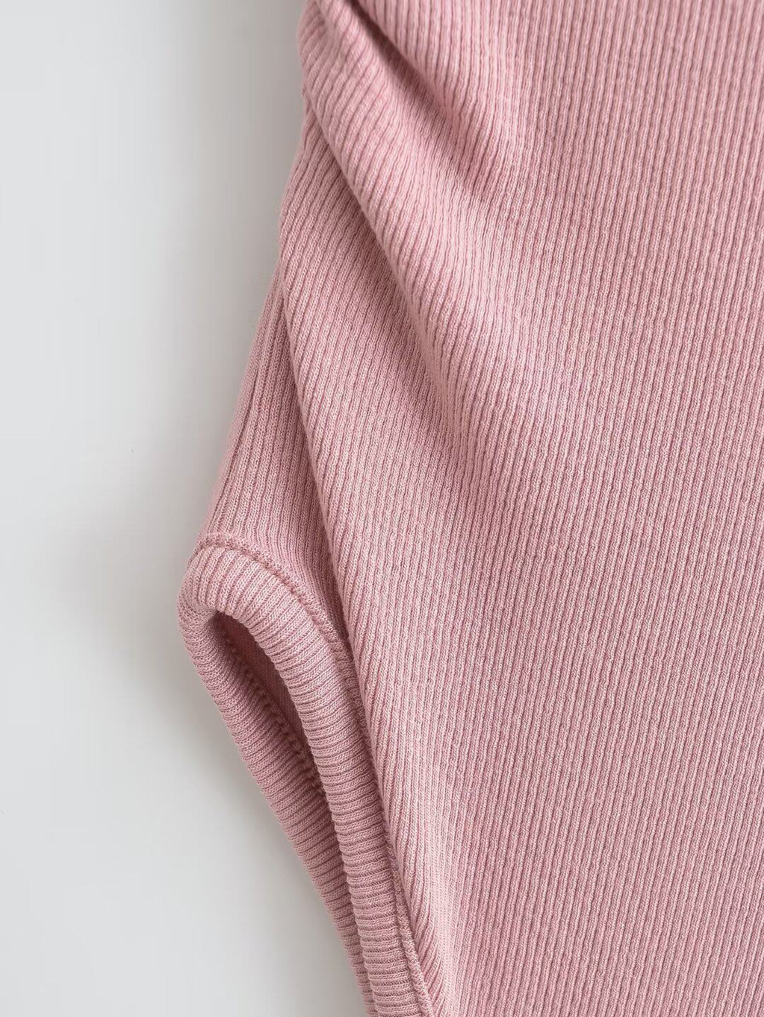 Боди/брюки 西西里 美式辣妹小圆领褶皱连体衣短袖t恤女紧身弹力内搭连身上衣