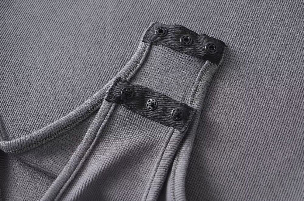 Боди/брюки 西西里美国修身纯色肩梯形领背心连身裤女士时尚适合拉伸底上衣