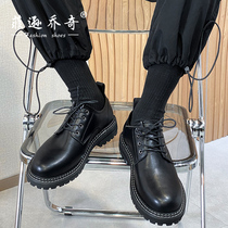 ins low help Martin boots mens summer thick bottom Inlan black Korean version heightening round head frock head leather boom