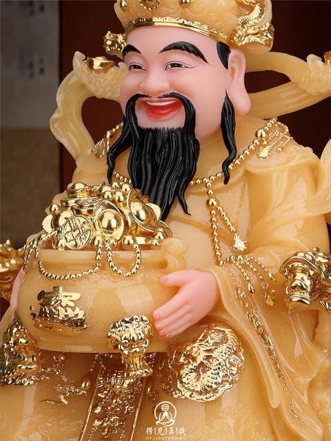 God of Wealth Statue, white marble God of Wealth Statue, home worship and fortune ornaments, God of Wealth Fan Li Bigan Statue