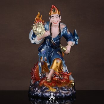 Jigong Buddha Statue Made of White Marble, Jigong's Divine Statue for Home Worship, Taoji Monk Li Xiuyuan's Ornament, Dragon Taming Arhat
