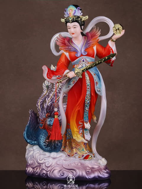Jiutian Xuan Goddess Statue, white marble Wuji Yuanjun, Jiutian Madonna Statue, Jiutian Xuanmu Goddess worship ornaments
