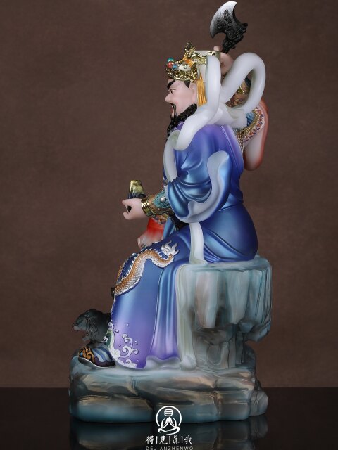 Mountain God Statue, Han White Marble Mountain God Statue, Buddhist Hall Entrance, Household Worship, Mountain God Bodhisattva Statue, Sitting on the Mountain with Tiger and Mountain Lord