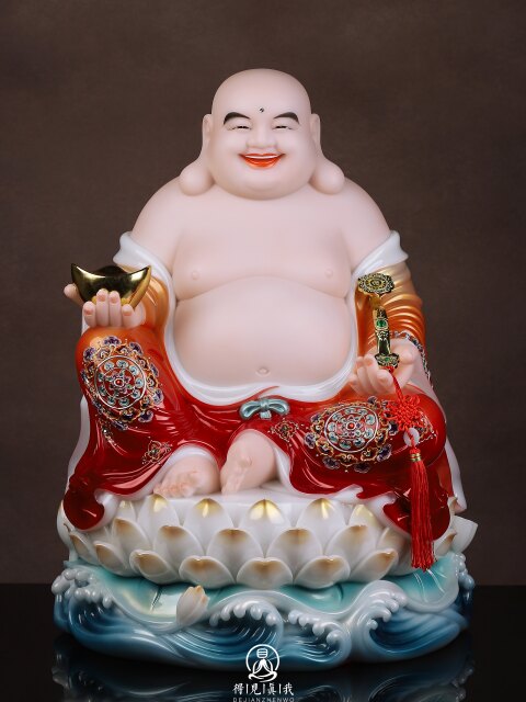 Maitreya Buddha statue, white marble Maitreya Buddha statue, home Buddhist hall dedicated to the big-bellied Buddha, smiling Buddha statue, Maitreya ornaments