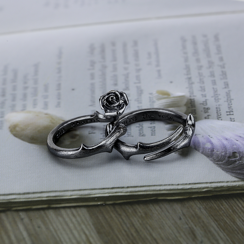 I don't mind thorns s925 sterling silver ring ring opening couple female male rose flower birthday confession gift