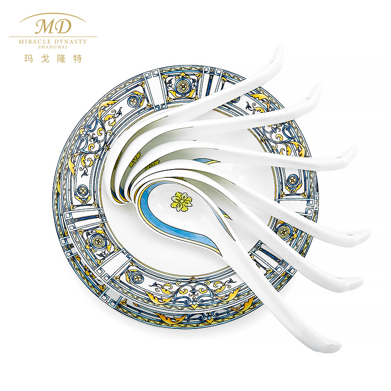 Margot lunt Renaissance 32 skull porcelain tableware 6 bowl plates with suit spoon gift boxes