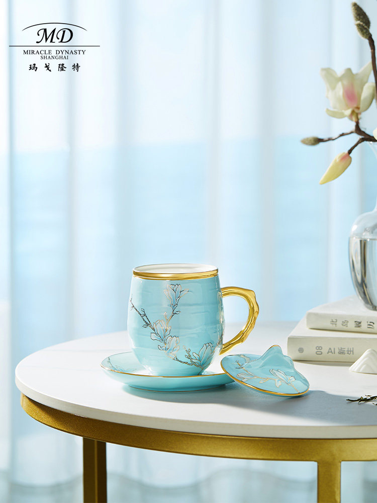 Margolon special line cloud series 4 head line Yunnan mountain filter teacup combination Enamel color household mug with lid