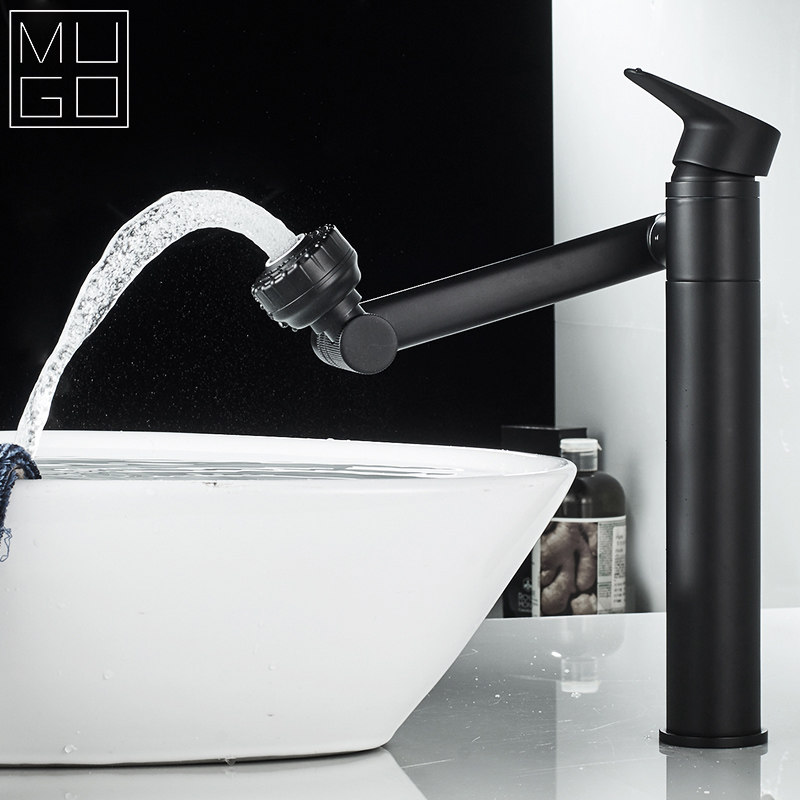 MUGO black washbasin hot and cold water faucet washbasin basin makeup room household basin basin faucet