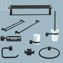 Full Copper Black Bath Towel Rack Toilet Towel Rack Eurostyle Shelf Five Gold Pieces Bathroom Wall-mounted Pendant Suit