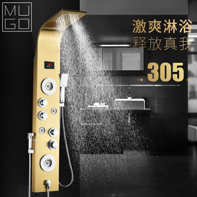 European gold smart thermostat shower suite tap bathroom black nozzle shower shower