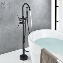 European all-copper body retro cold and hot water shower column shower cylinder side vertical column basin wall connected to floor-standing bathtub faucet