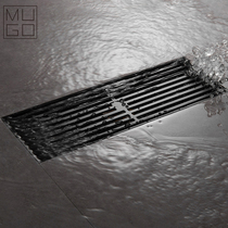 Black floor drain deodorant toilet rectangular invisible bathroom full copper core shower washing machine