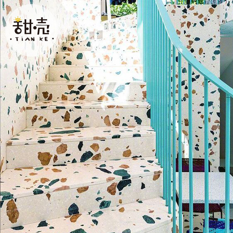 Terrazzo tiles 600X600 color large particles Nordic powder room kitchen dining room courtyard tile floor tiles