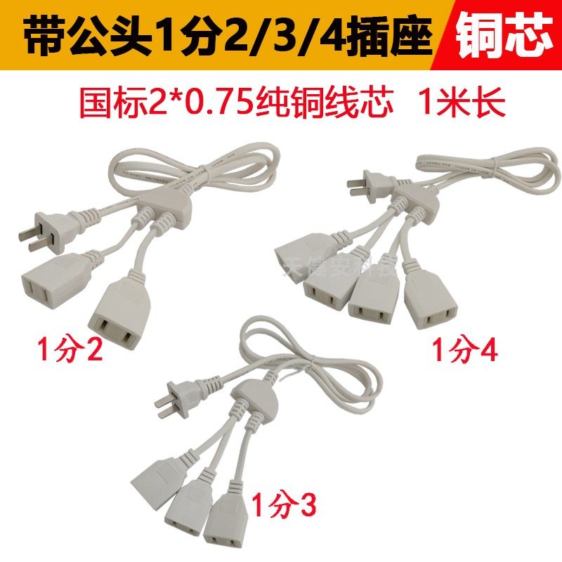 Add coarse 0-75 square with male plug extension cord 220V 10% Two power extension cord socket Two-foot female plug