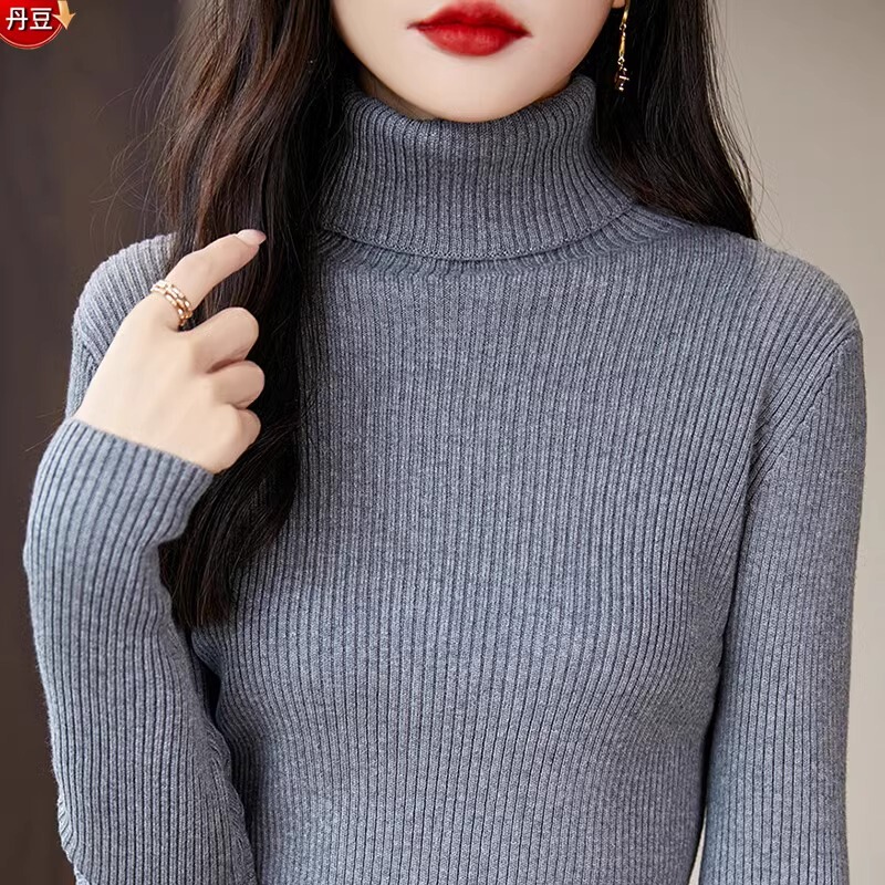 Non-Pilling 100% Pure Cotton Turtleneck Sweater for Women, Autumn/Winter 2026 New Style, Slim Fit Knit Base Layer
