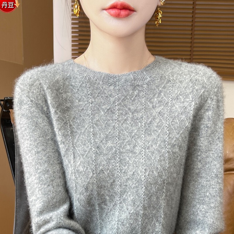 High-End Ready-To-Wear ~ 100% Pure Wool Round-Neck Base Sweater for Women, Loose-Fitting Autumn and Winter Knitwear, Slimming New Style Knit Top