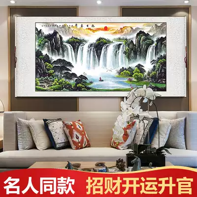 Zhaocai Hongyun's living room decoration Li Ka-shing with landscape painting office Feng Shui backer Chinese painting hanging paintings