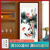 Nine fish picture porch hanging painting year by year Yu Chinese painting corridor Feng Shui backer painting vertical plate decoration painting fortune treasure pot