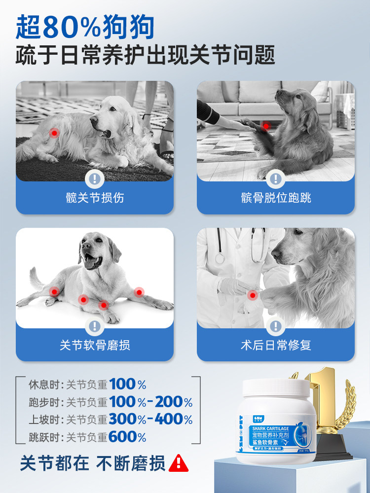 Shark Cartilage for Dogs, Joint Supplement with Turmeric, Fish Oil Tablets for Pets Like Teddy and Golden Retriever, Calcium and Vitamin Supplement for Dog Joints