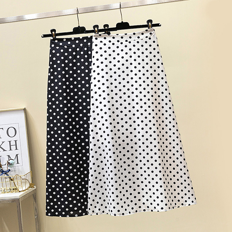 White Snowspun High Waist Wave Dot Skirt Half Body Dress Woman Mid Spring Summer New slim fit A character dress Ins bursting dress